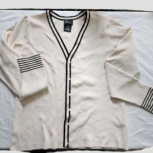 George Petite Cream Cardigan with Black Trim